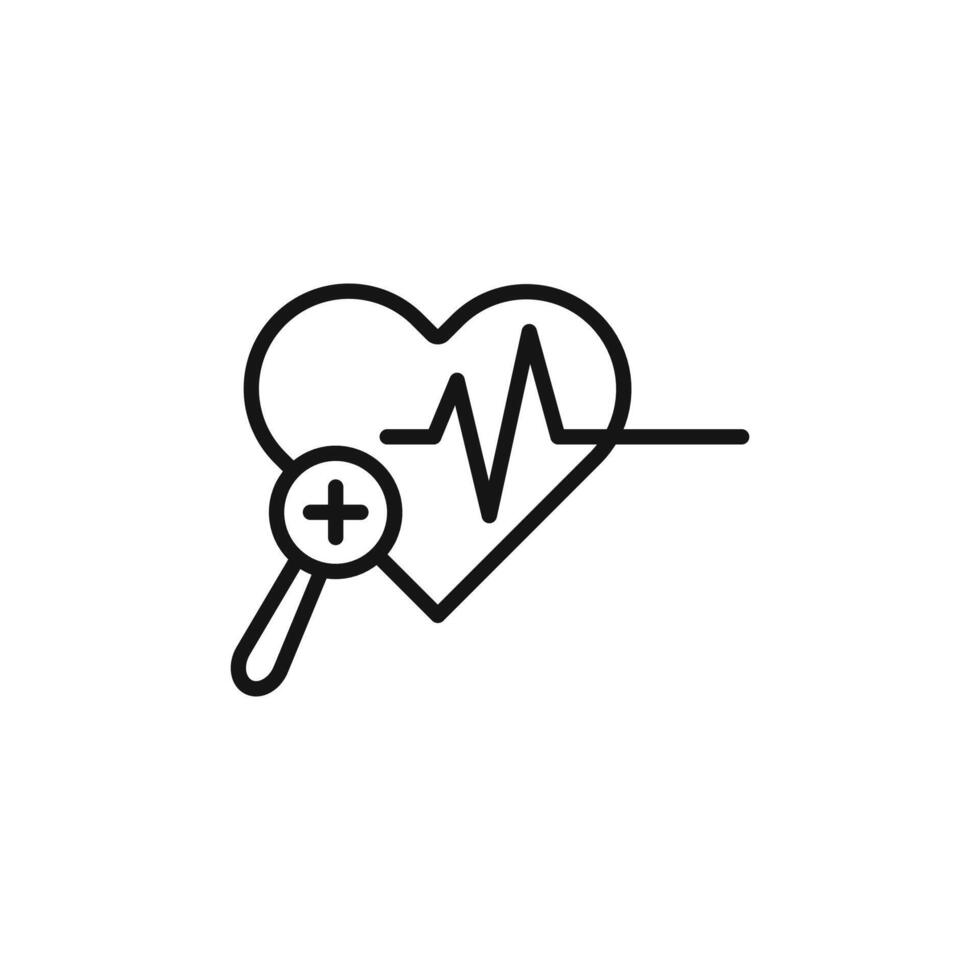 pulse heart check up icon logo sign outline vector