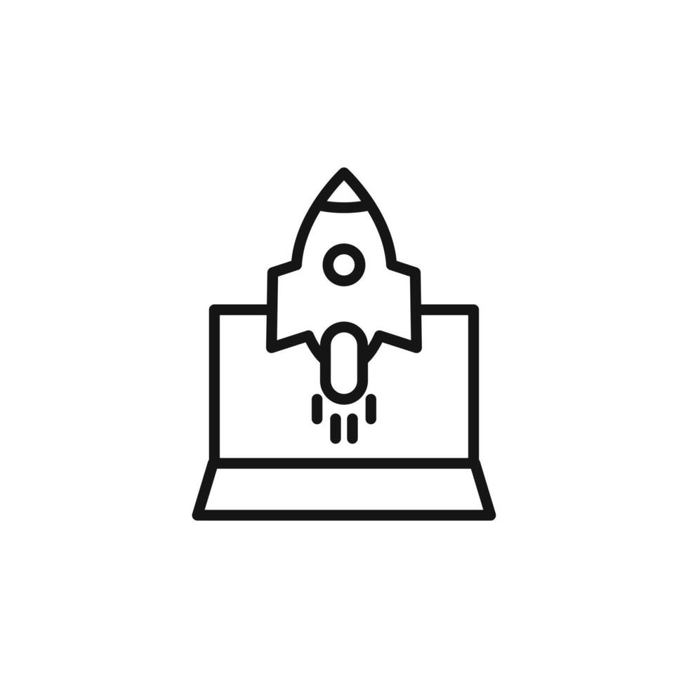 Rocket Spaceship Startup icon logo sign outline vector