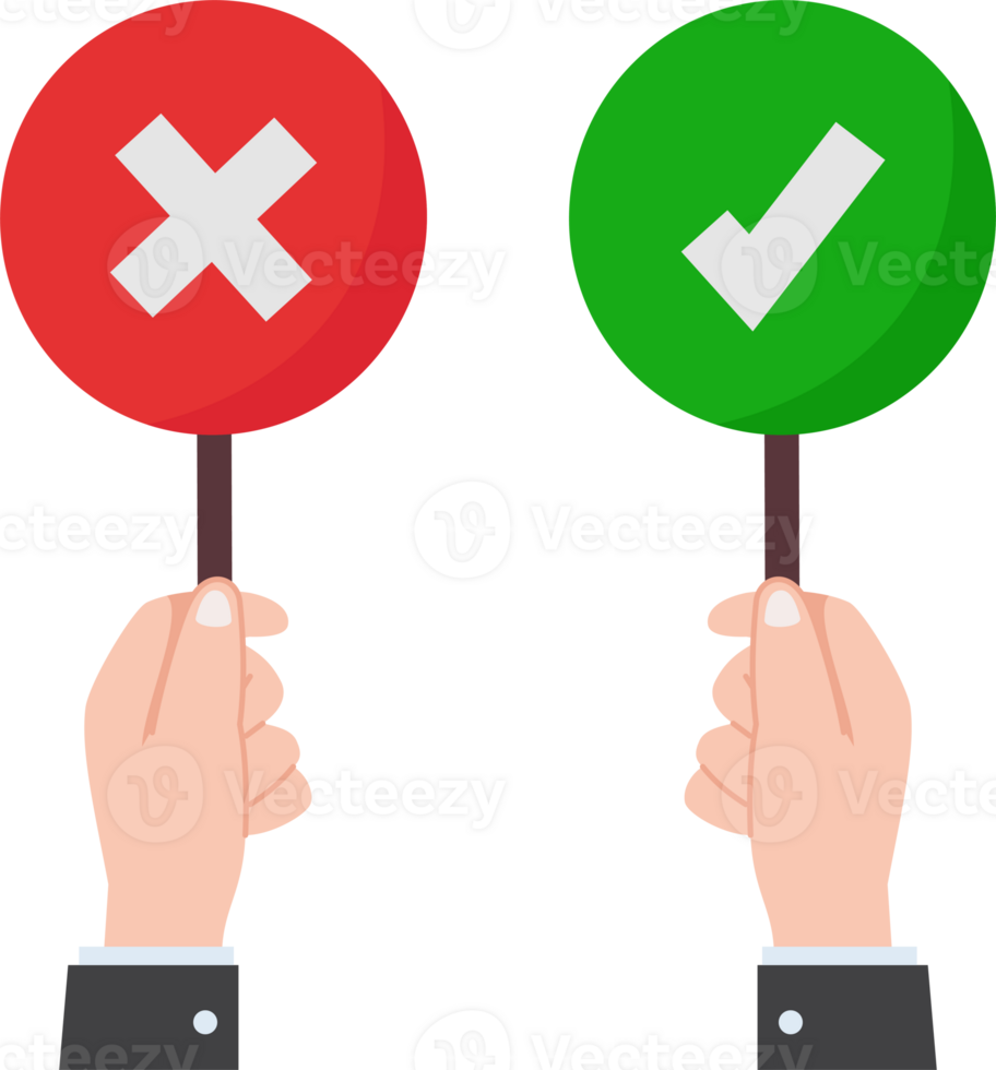illustration of hand hold signboard check mark or vote and polling illustration png