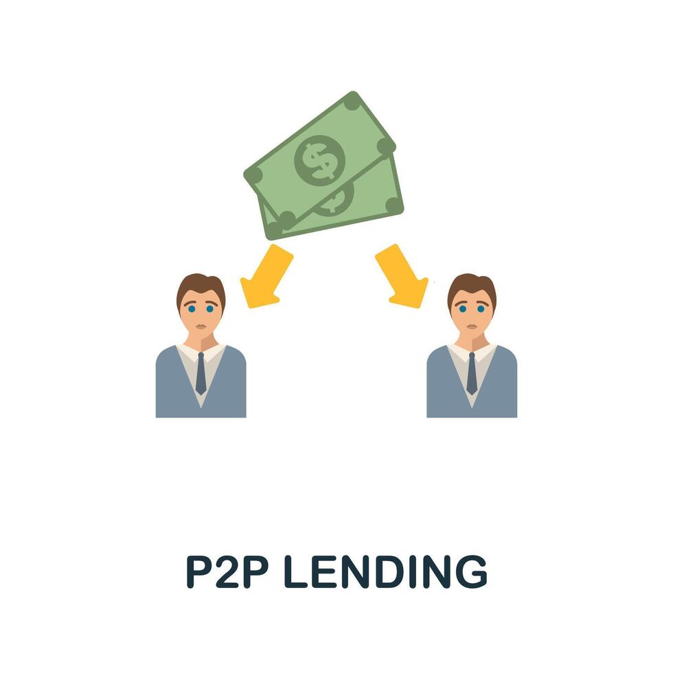 P2P Lending flat icon. Simple sign from crowdfunding collection. Creative P2P Lending icon illustration for web design, infographics and more vector