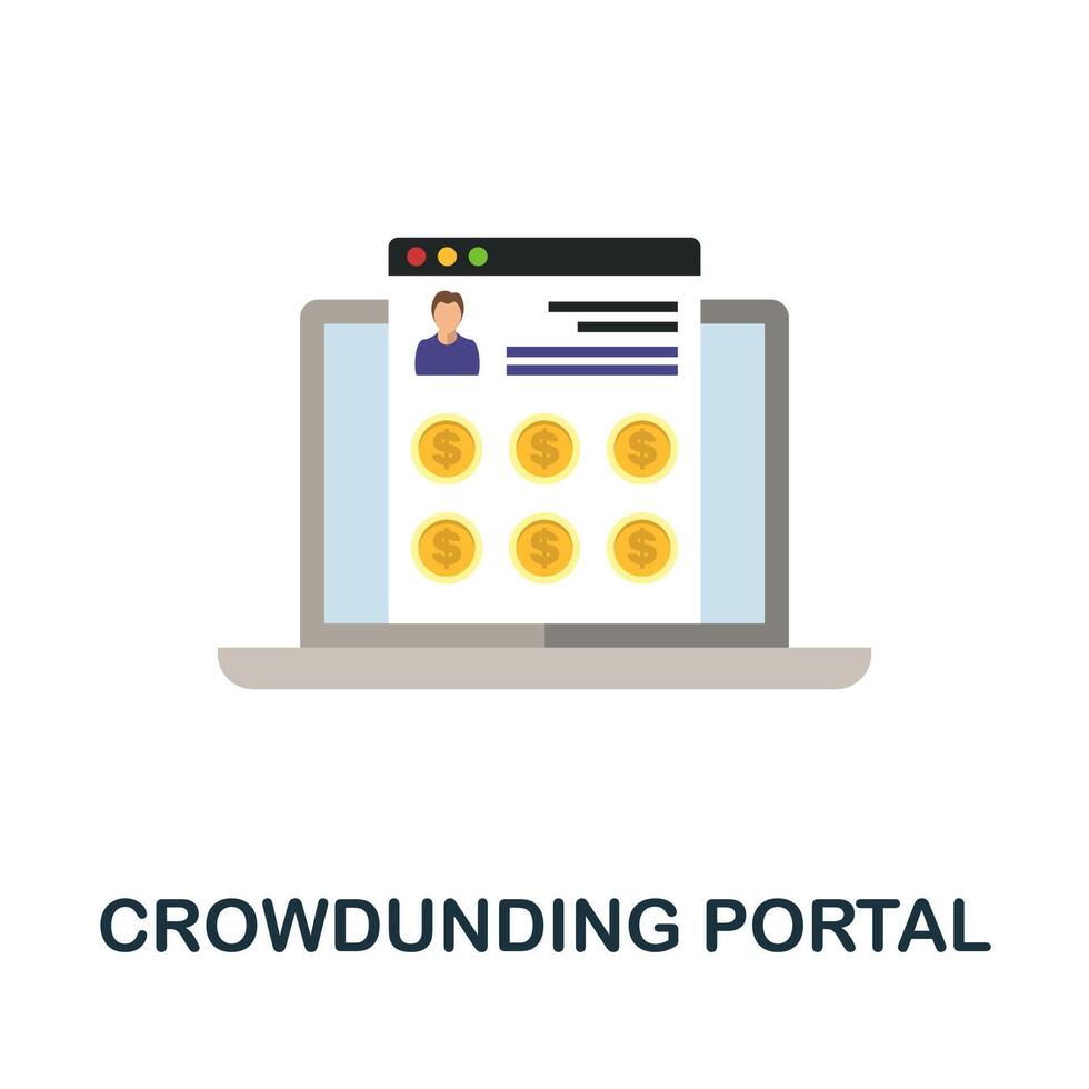 Crowdunding Portal flat icon. Simple sign from crowdfunding collection. Creative Crowdunding Portal icon illustration for web design, infographics and more vector