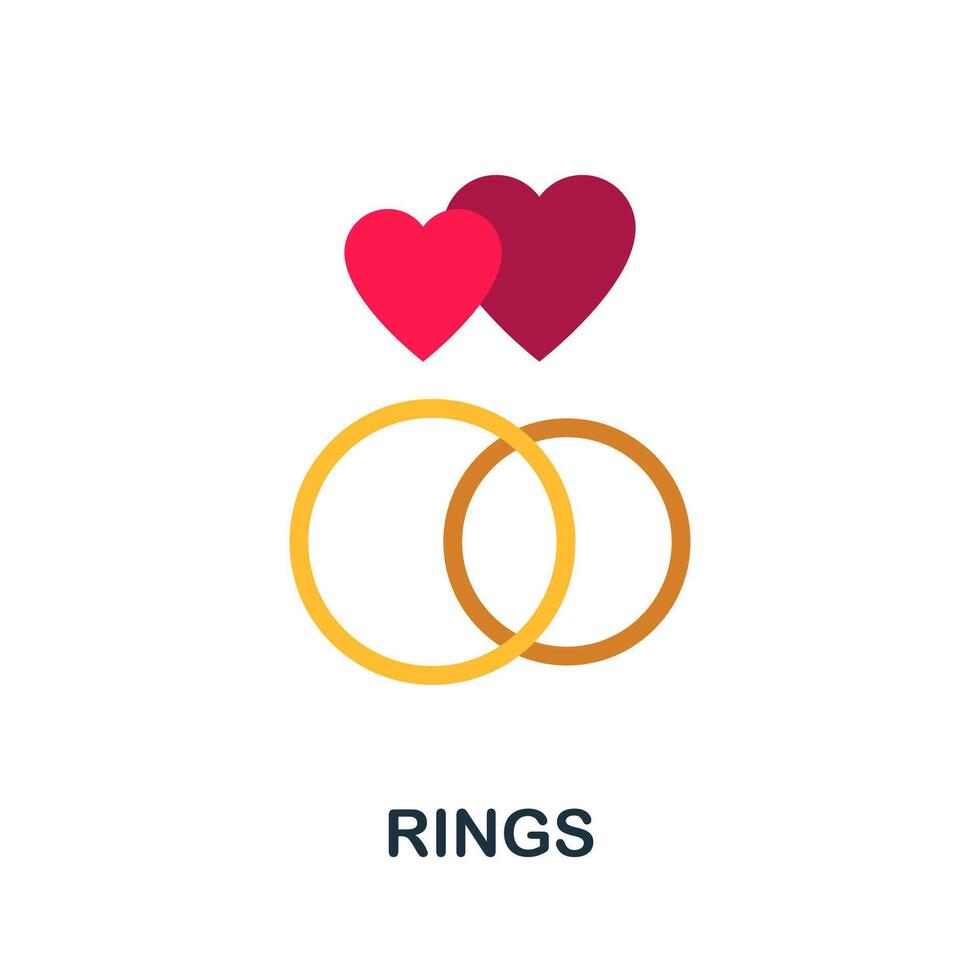 Rings flat icon. Color simple element from wedding collection. Creative Rings icon for web design, templates, infographics and more vector