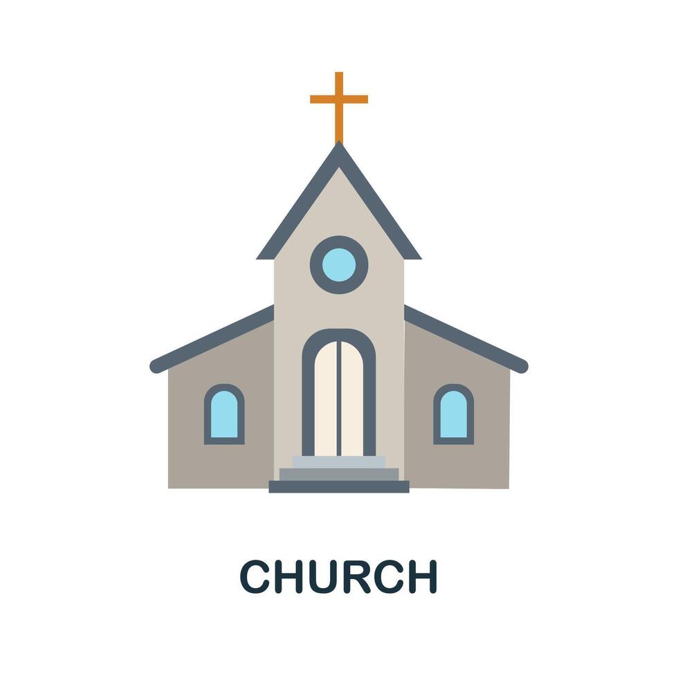 Church flat icon. Color simple element from wedding collection. Creative Church icon for web design, templates, infographics and more vector