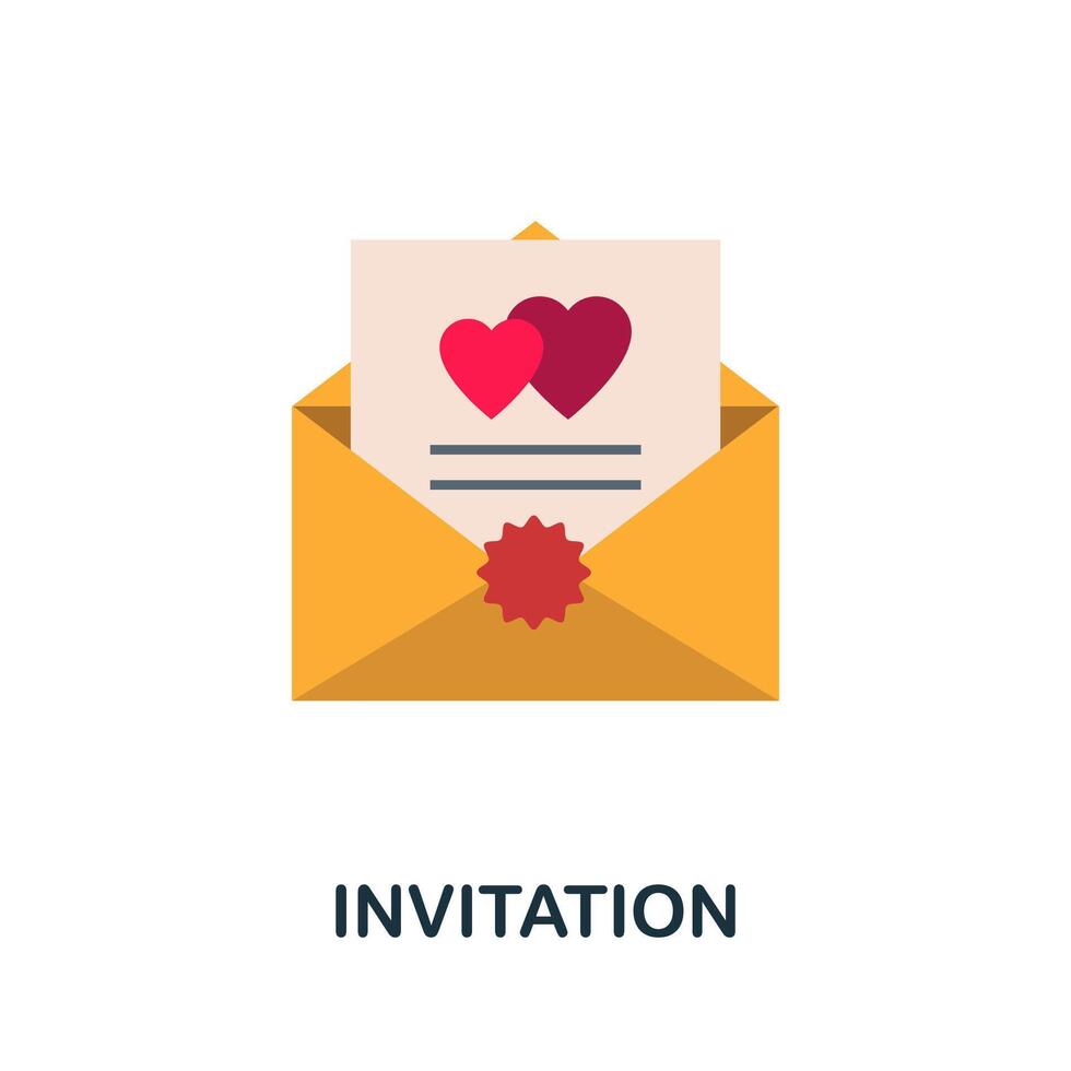 Invitation flat icon. Color simple element from wedding collection. Creative Invitation icon for web design, templates, infographics and more vector