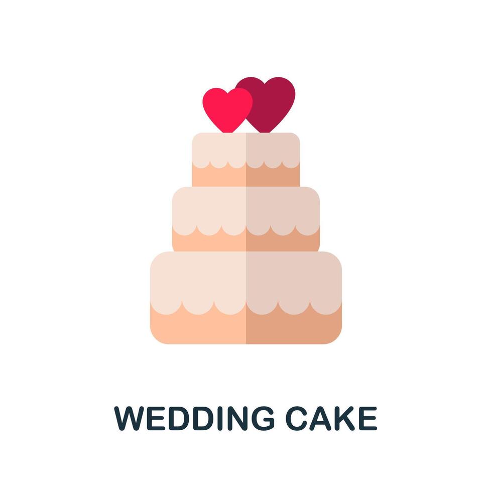 Wedding Cake flat icon. Color simple element from wedding collection. Creative Wedding Cake icon for web design, templates, infographics and more vector