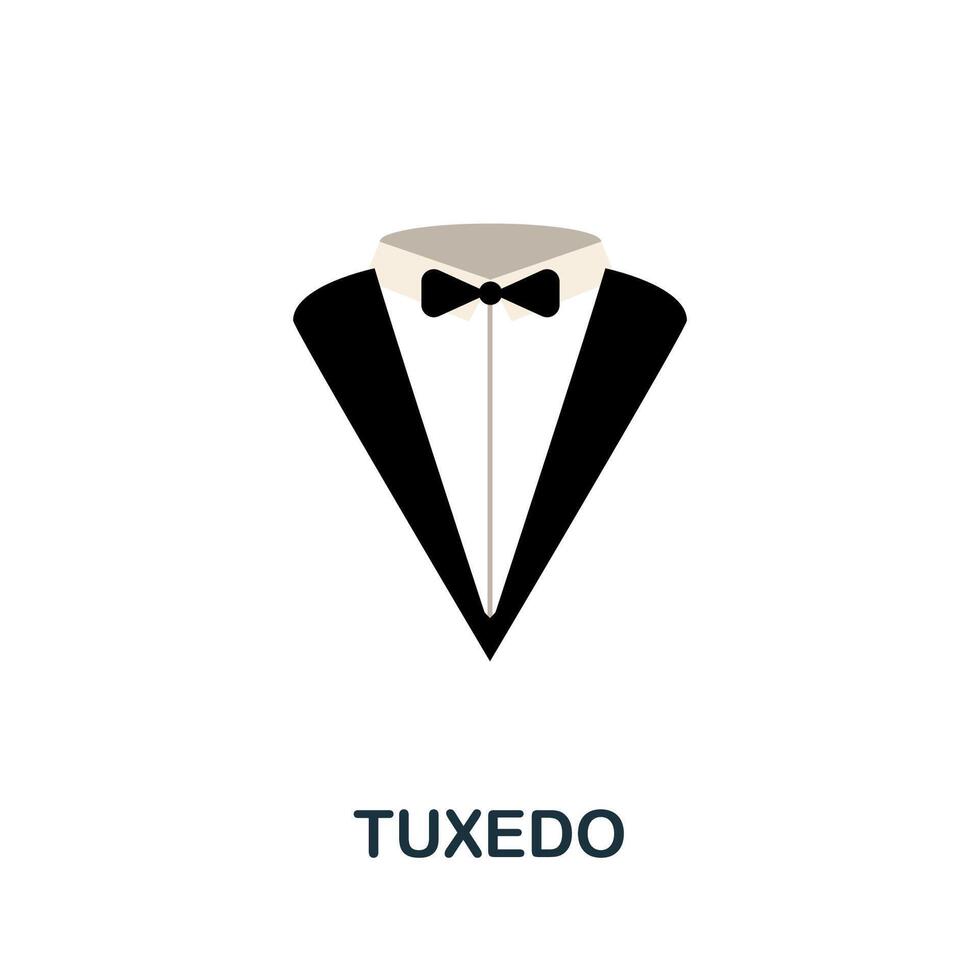 Tuxedo flat icon. Color simple element from wedding collection. Creative Tuxedo icon for web design, templates, infographics and more vector
