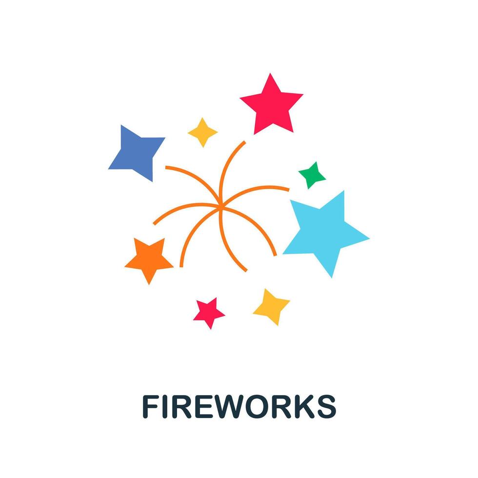 Fireworks flat icon. Color simple element from wedding collection. Creative Fireworks icon for web design, templates, infographics and more vector