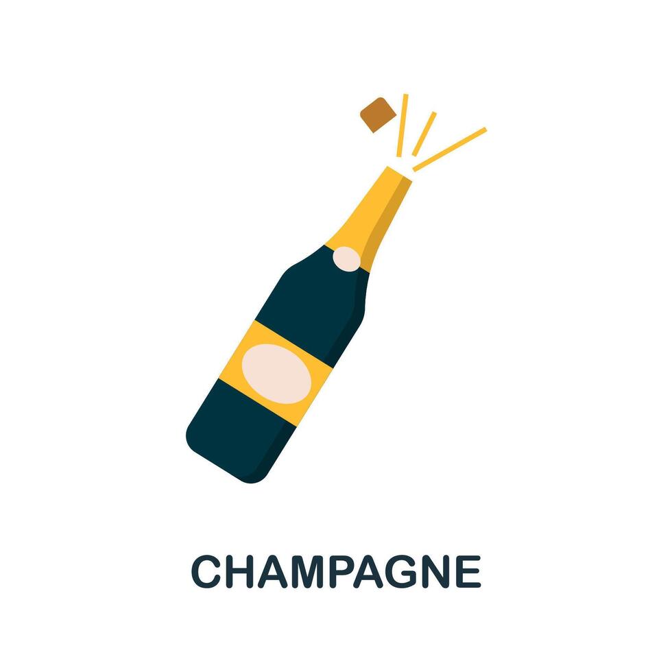 Champagne flat icon. Color simple element from wedding collection. Creative Champagne icon for web design, templates, infographics and more vector