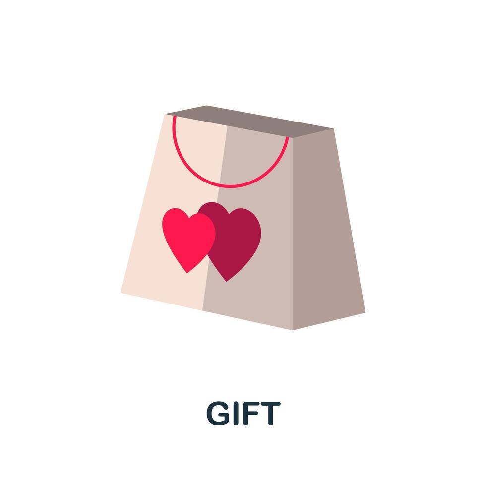 Gift flat icon. Color simple element from wedding collection. Creative Gift icon for web design, templates, infographics and more vector