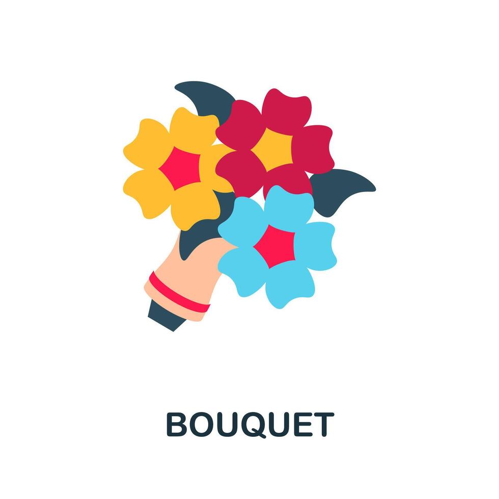 Bouquet flat icon. Color simple element from wedding collection. Creative Bouquet icon for web design, templates, infographics and more vector