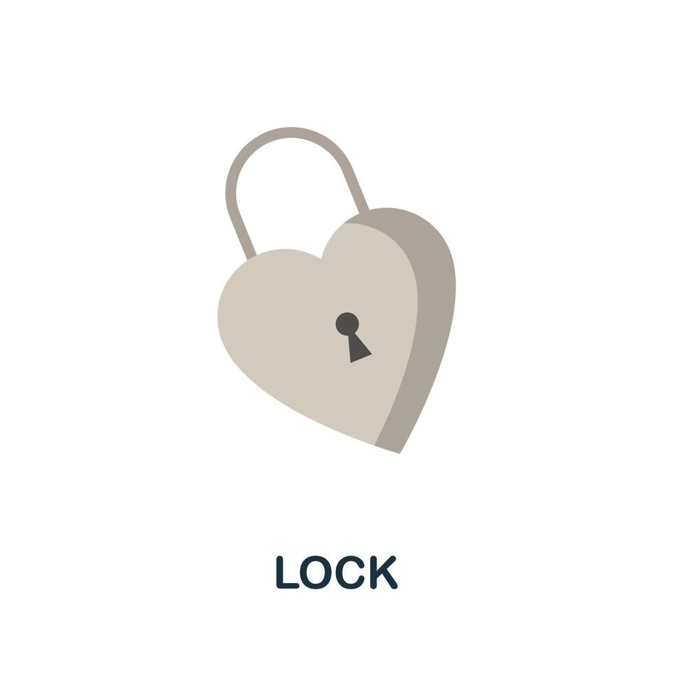 Lock flat icon. Color simple element from wedding collection. Creative Lock icon for web design, templates, infographics and more vector