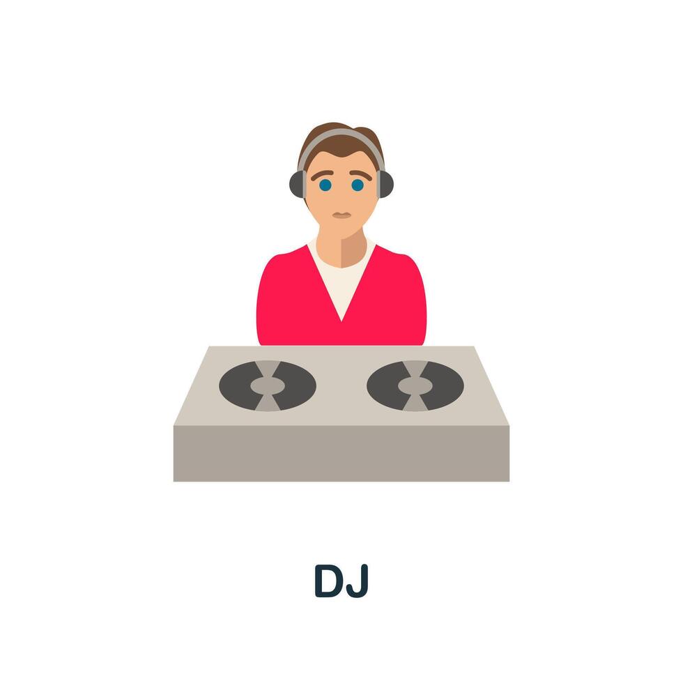 Dj flat icon. Color simple element from wedding collection. Creative Dj icon for web design, templates, infographics and more vector