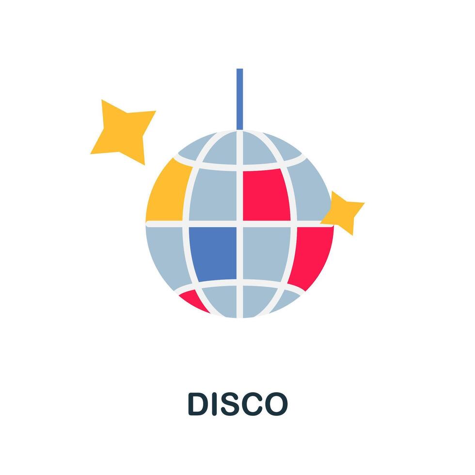 Disco flat icon. Color simple element from wedding collection. Creative Disco icon for web design, templates, infographics and more vector