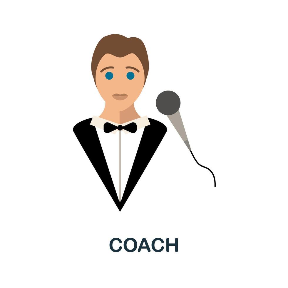 Coach flat icon. Color simple element from wedding collection. Creative Coach icon for web design, templates, infographics and more vector