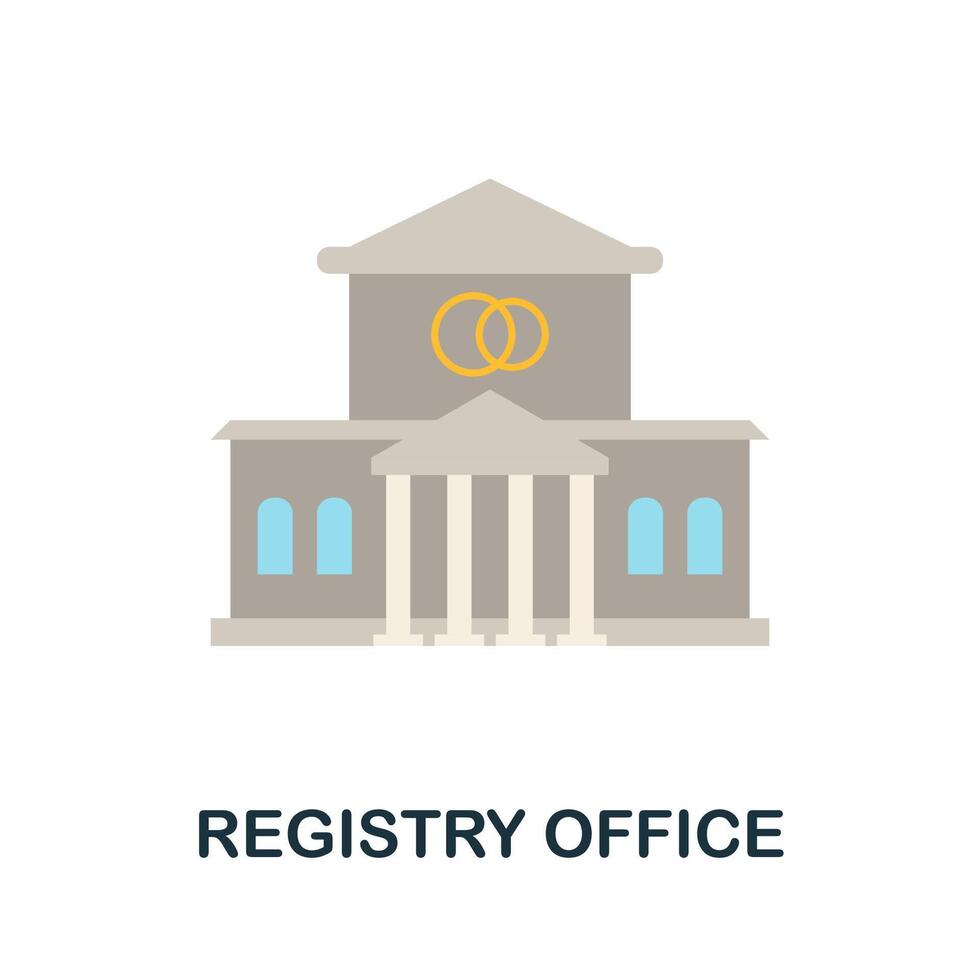 Registry Office flat icon. Color simple element from wedding collection. Creative Registry Office icon for web design, templates, infographics and more vector