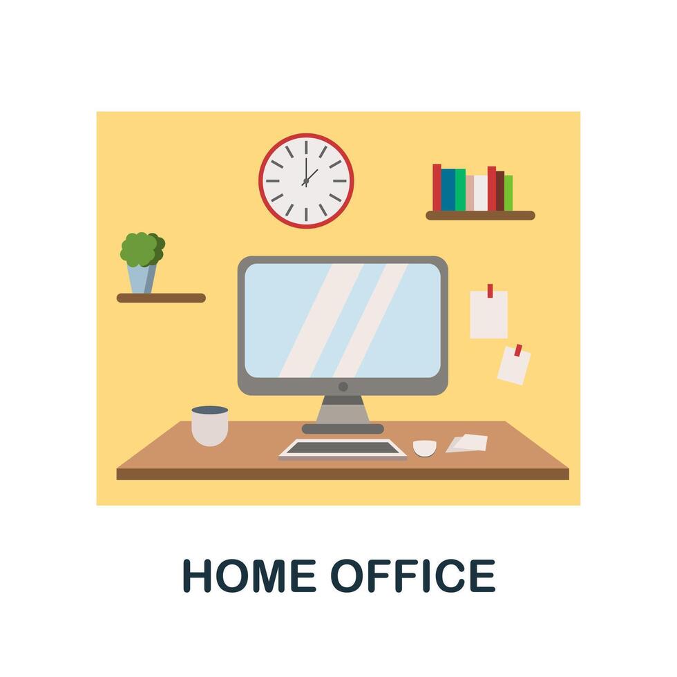 Home Office flat icon. Color simple element from work from home collection. Creative Home Office icon for web design, templates, infographics and more vector