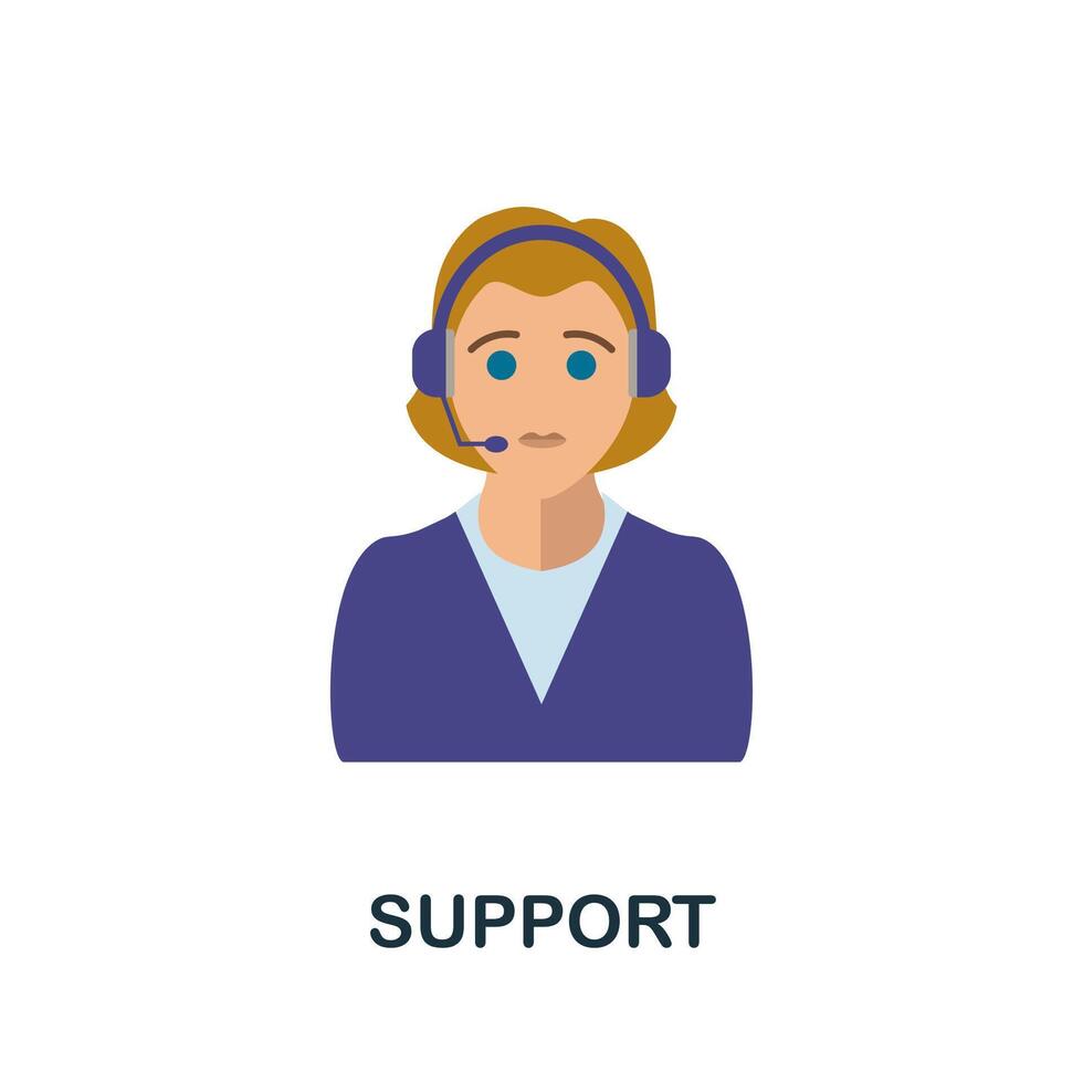 Support flat icon. Color simple element from work from home collection. Creative Support icon for web design, templates, infographics and more vector