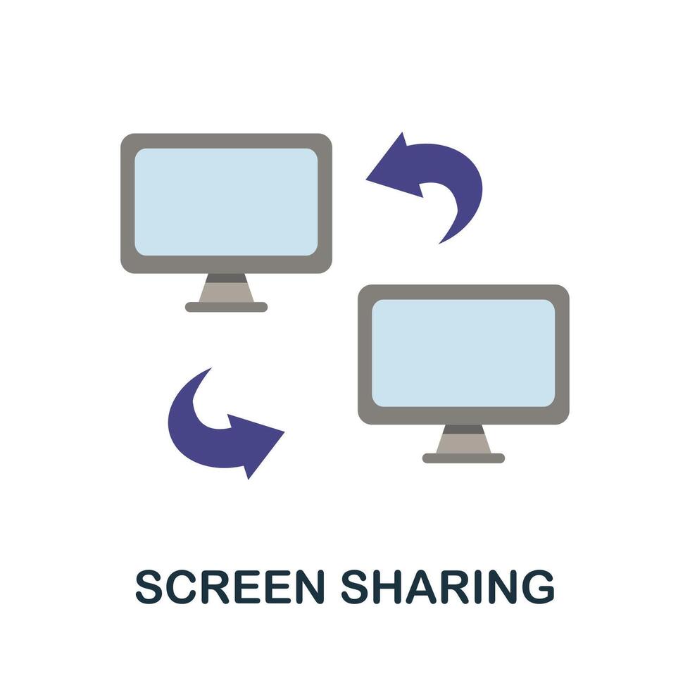 Screen Sharing flat icon. Color simple element from work from home collection. Creative Screen Sharing icon for web design, templates, infographics and more vector