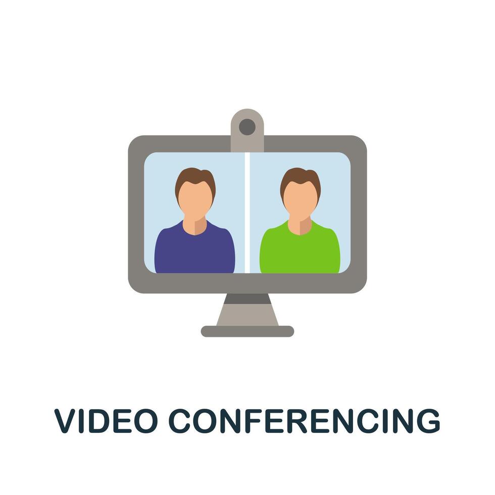 Conferencing flat icon. Color simple element from work from home collection. Creative Conferencing icon for web design, templates, infographics and more vector