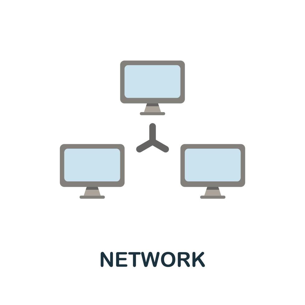 Network flat icon. Color simple element from work from home collection. Creative Network icon for web design, templates, infographics and more vector