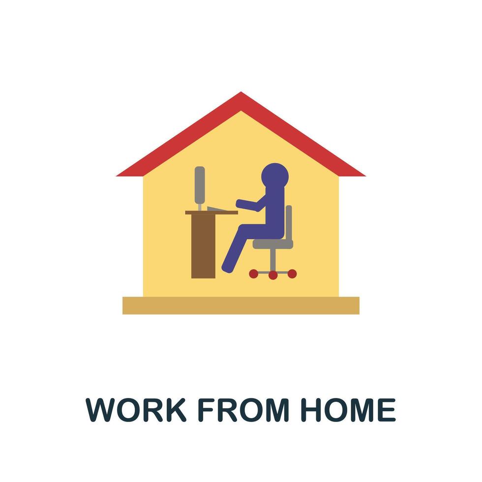 Work From Home flat icon. Colored filled simple Work From Home icon for templates, web design and infographics vector