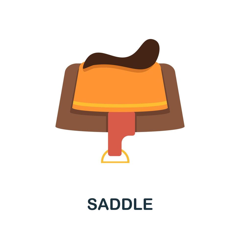 Saddle flat icon. Color simple element from wild west collection. Creative Saddle icon for web design, templates, infographics and more vector