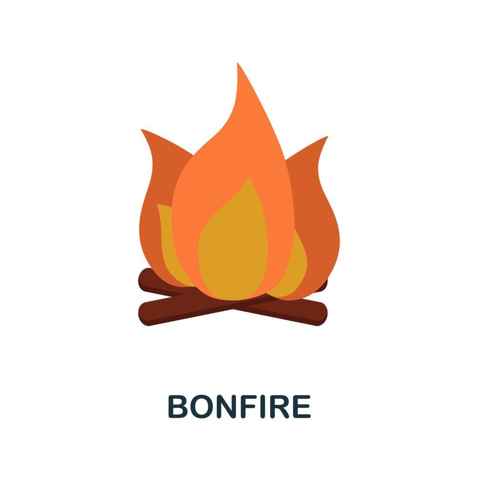 Bonfire flat icon. Color simple element from wild west collection. Creative Bonfire icon for web design, templates, infographics and more vector