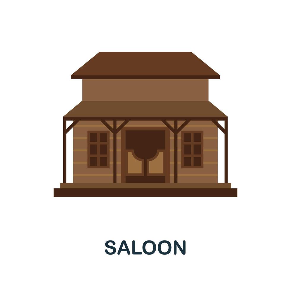 Saloon flat icon. Color simple element from wild west collection. Creative Saloon icon for web design, templates, infographics and more vector