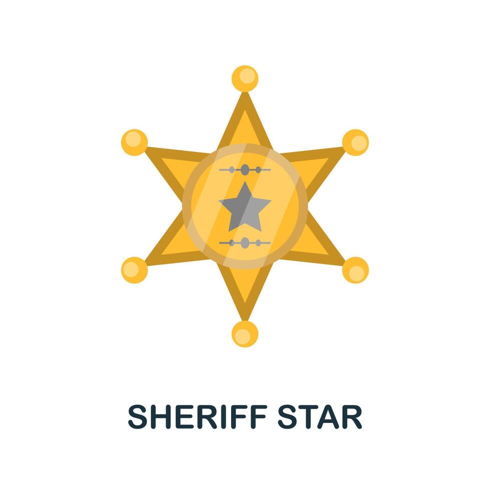 Sheriff Star flat icon. Color simple element from wild west collection. Creative Sheriff Star icon for web design, templates, infographics and more vector