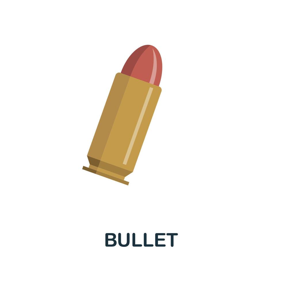 Bullet flat icon. Color simple element from weapon collection. Creative Bullet icon for web design, templates, infographics and more vector