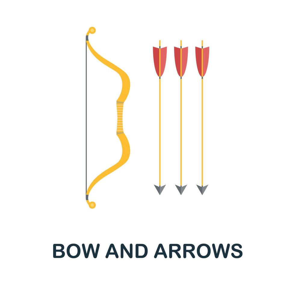 Bow And Arrows flat icon. Color simple element from weapon collection. Creative Bow And Arrows icon for web design, templates, infographics and more vector