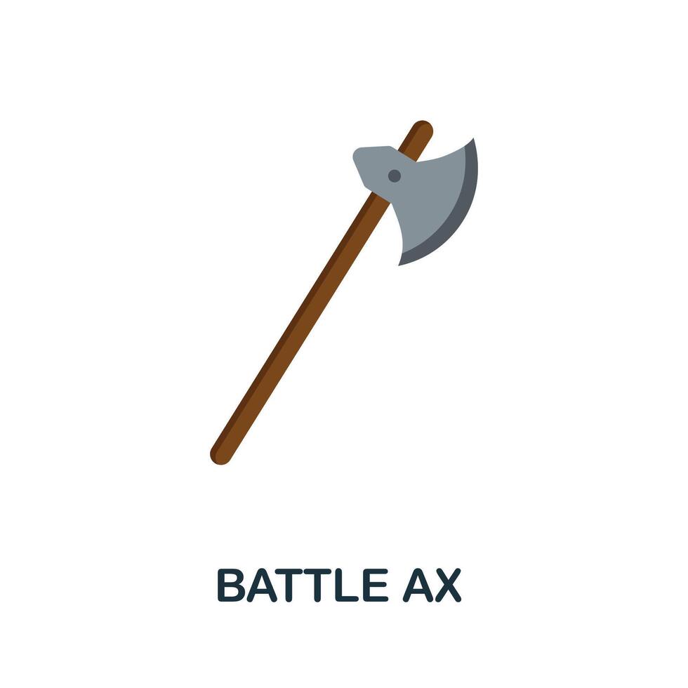 Battle Ax flat icon. Color simple element from weapon collection. Creative Battle Ax icon for web design, templates, infographics and more vector