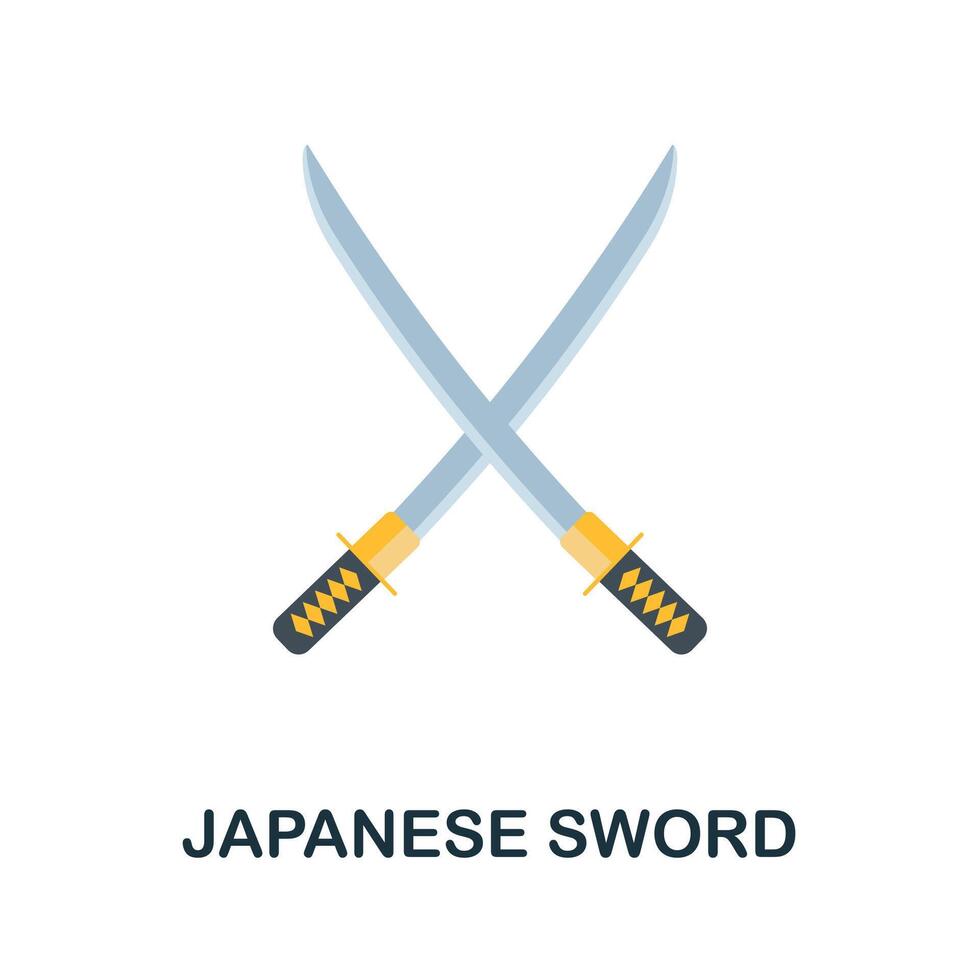 Japanese Sword flat icon. Color simple element from weapon collection. Creative Japanese Sword icon for web design, templates, infographics and more vector