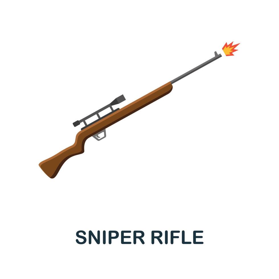 Sniper Rifle flat icon. Color simple element from weapon collection. Creative Sniper Rifle icon for web design, templates, infographics and more vector