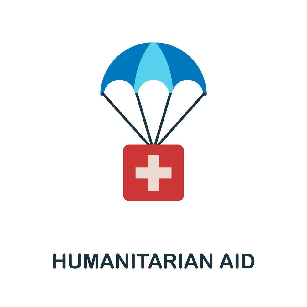 Humanitarian Aid flat icon. Color simple element from volunteering collection. Creative Humanitarian Aid icon for web design, templates, infographics and more vector