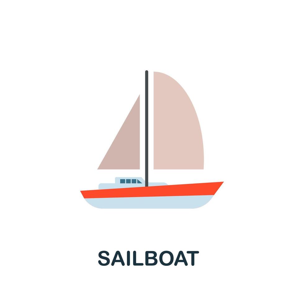 Sailboat icon. Flat sign element from transport collection. Creative Sailboat icon for web design, templates, infographics and more vector