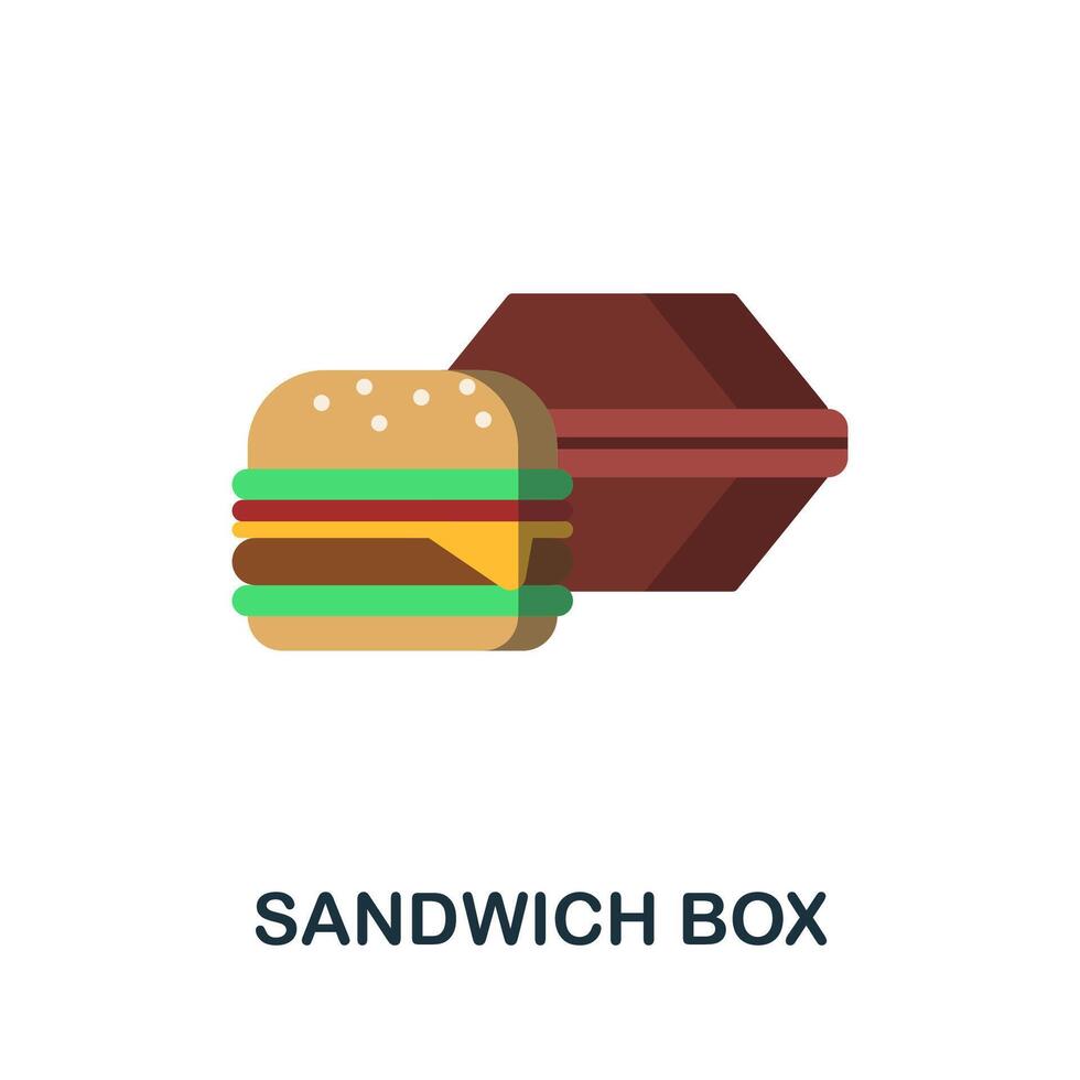 Sandwich Box flat icon. Colored sign from take away service collection. Creative Sandwich Box icon illustration for web design, infographics and more vector