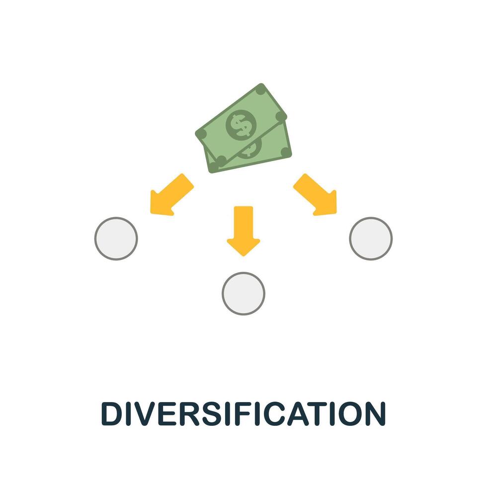 Diversification flat icon. Colored sign from stock market collection. Creative Diversification icon illustration for web design, infographics and more vector