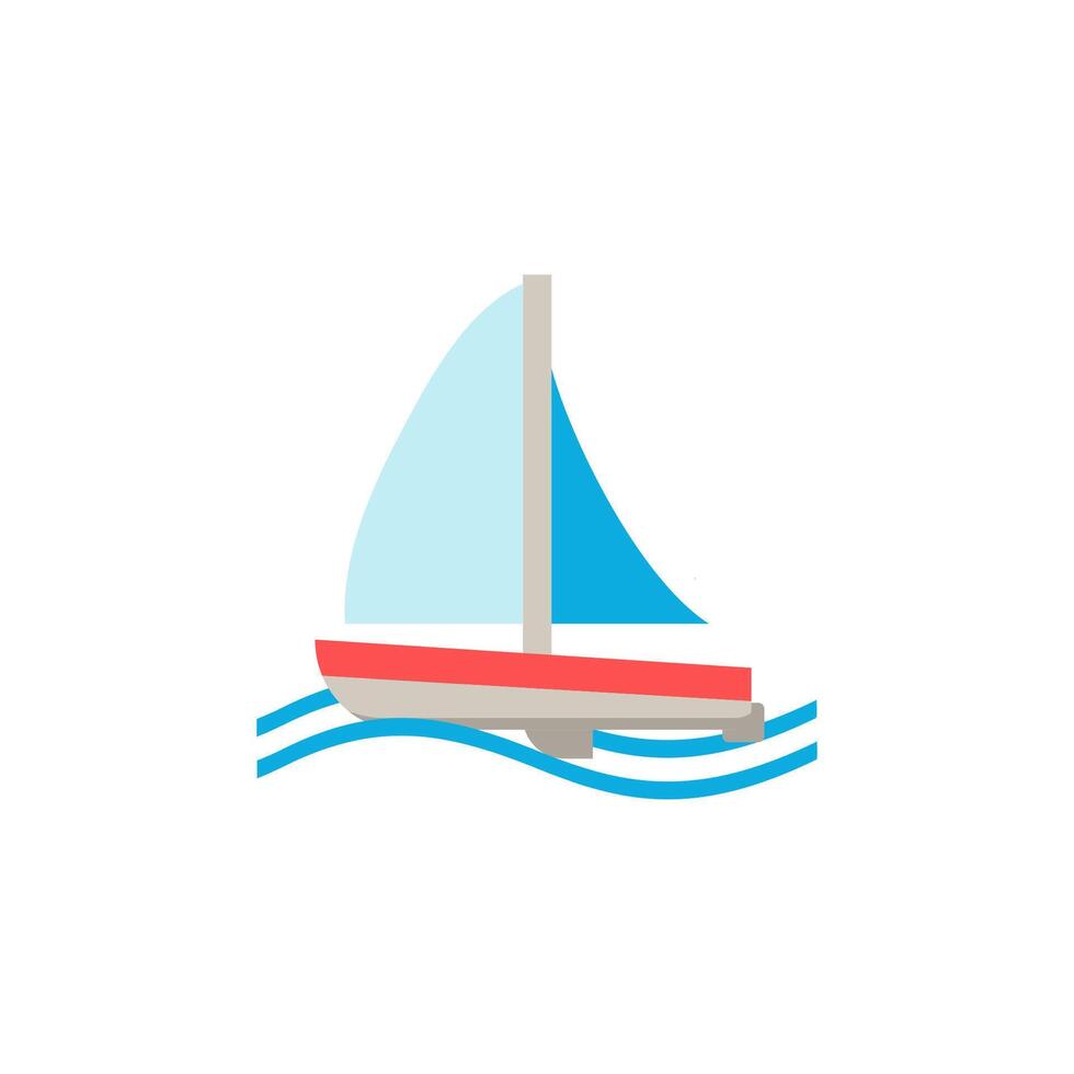 Sailboat flat icon. Color simple element from summer tourism collection. Creative Sailboat icon for web design, templates, infographics and more vector