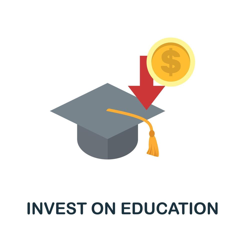 Invest On Education flat icon. Color simple element from stem education collection. Creative Invest On Education icon for web design, templates, infographics and more vector