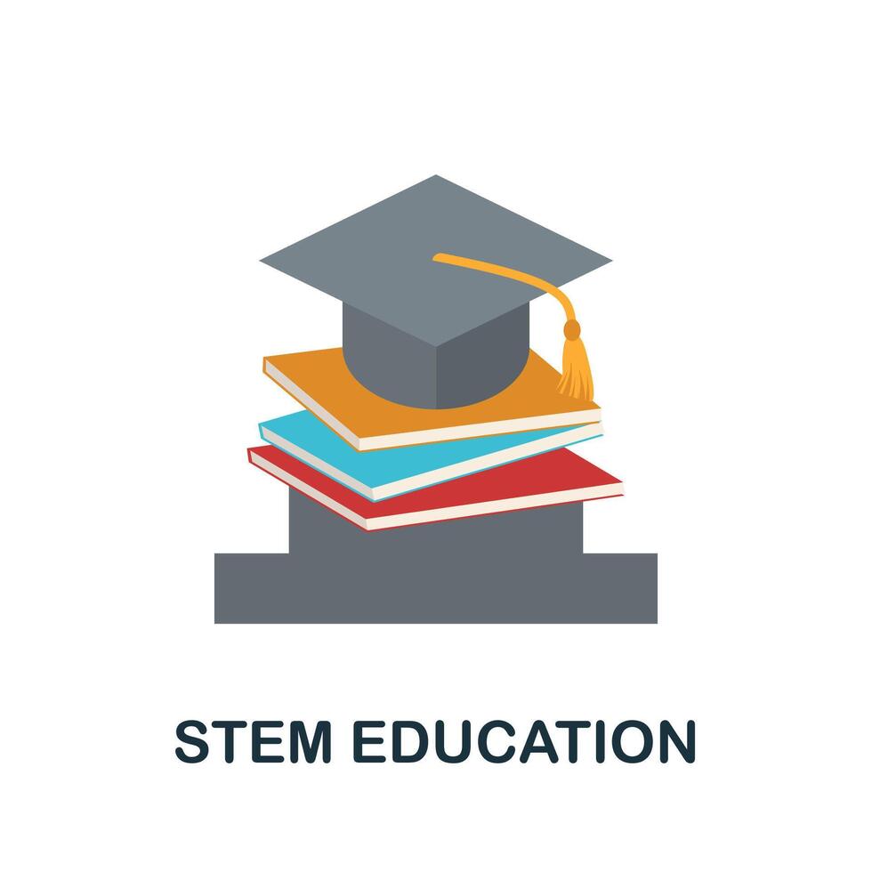 Stem Education flat icon. Colored filled simple Stem Education icon for templates, web design and infographics vector