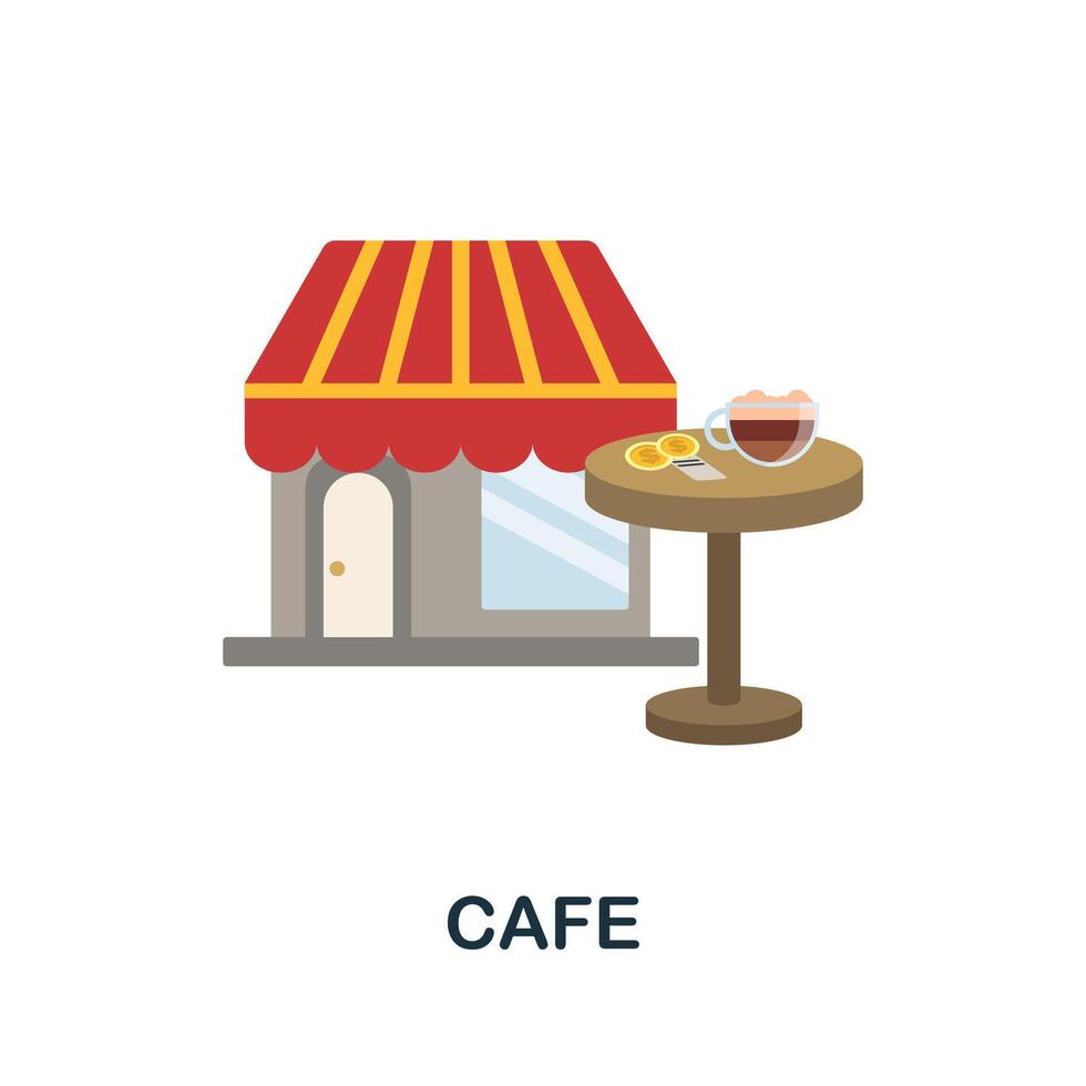 Cafe flat icon. Colored sign from small business collection. Creative Cafe icon illustration for web design, infographics and more vector