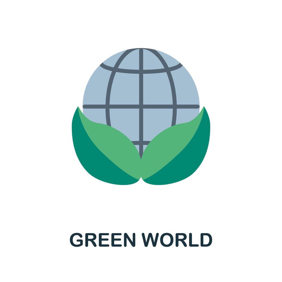 Green World flat icon. Simple element from save the world collection. Creative Green World icon for web design, templates, infographics and more vector