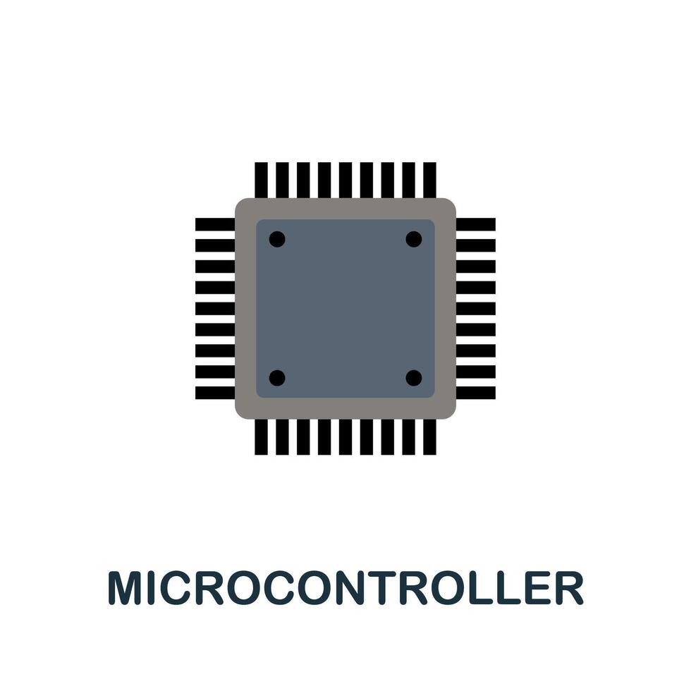 Microcontroller flat icon. Colored sign from robotics engineering ...