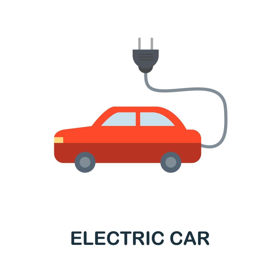 Electric Car flat icon. Simple element from save the world collection. Creative Electric Car icon for web design, templates, infographics and more vector