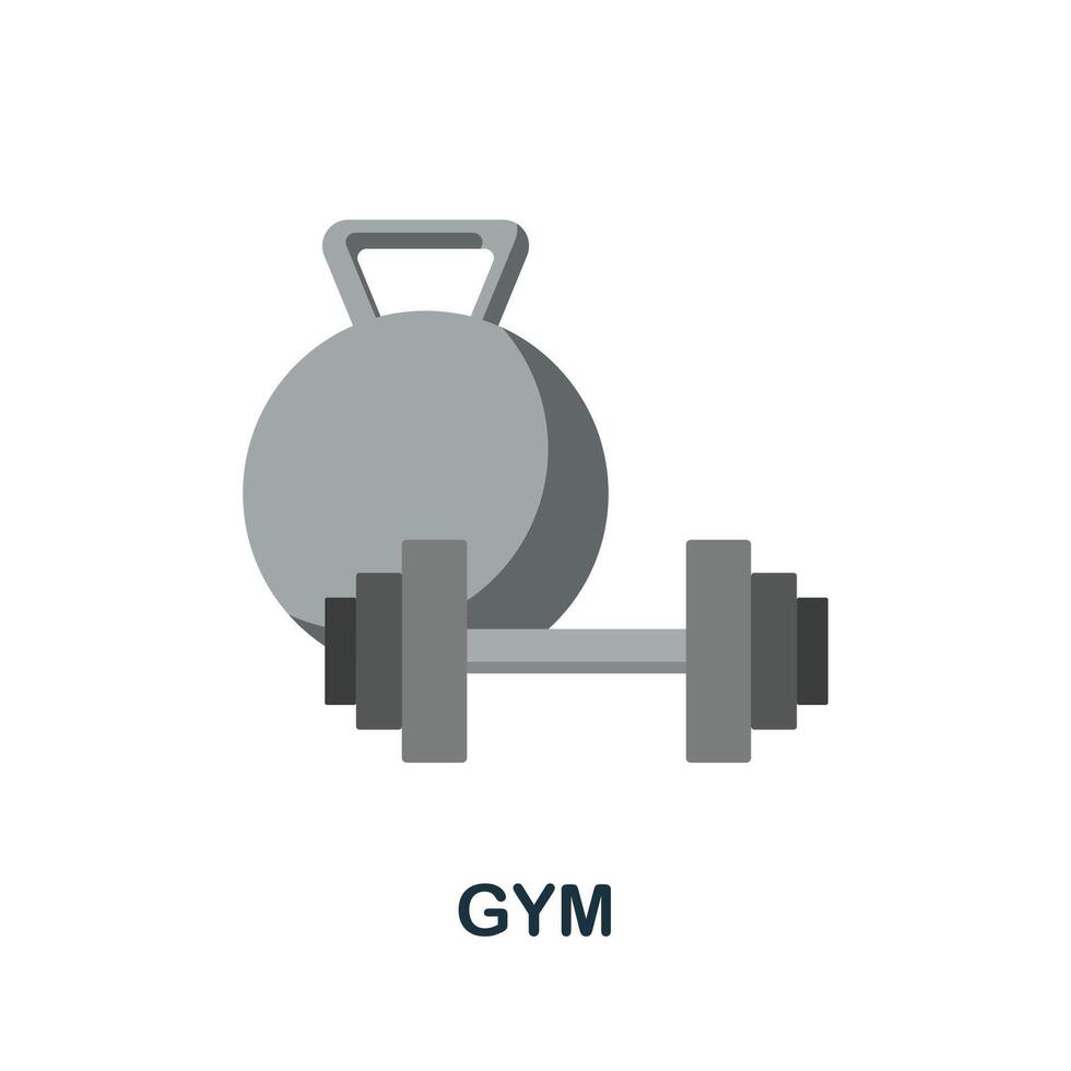 Gym flat icon. Colored sign from small business collection. Creative Gym icon illustration for web design, infographics and more vector