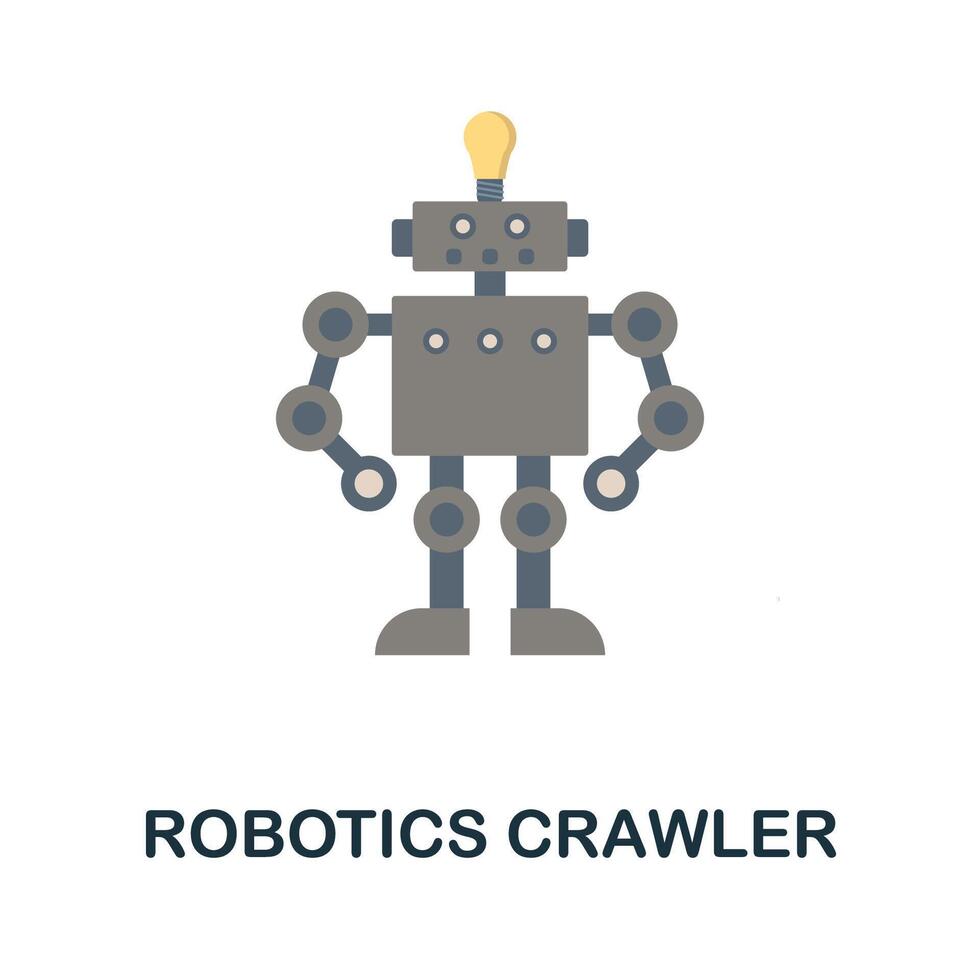 Robotics Crawler flat icon. Colored sign from robotics engineering collection. Creative Robotics Crawler icon illustration for web design, infographics and more vector