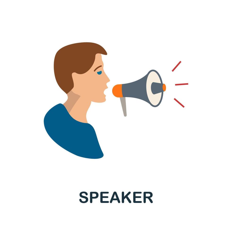Speaker flat icon from reputation management collection. Simple line element Speaker symbol for templates, web design and infographics vector
