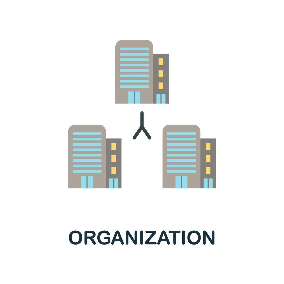 Organization flat icon from reputation management collection. Simple line element Organization symbol for templates, web design and infographics vector