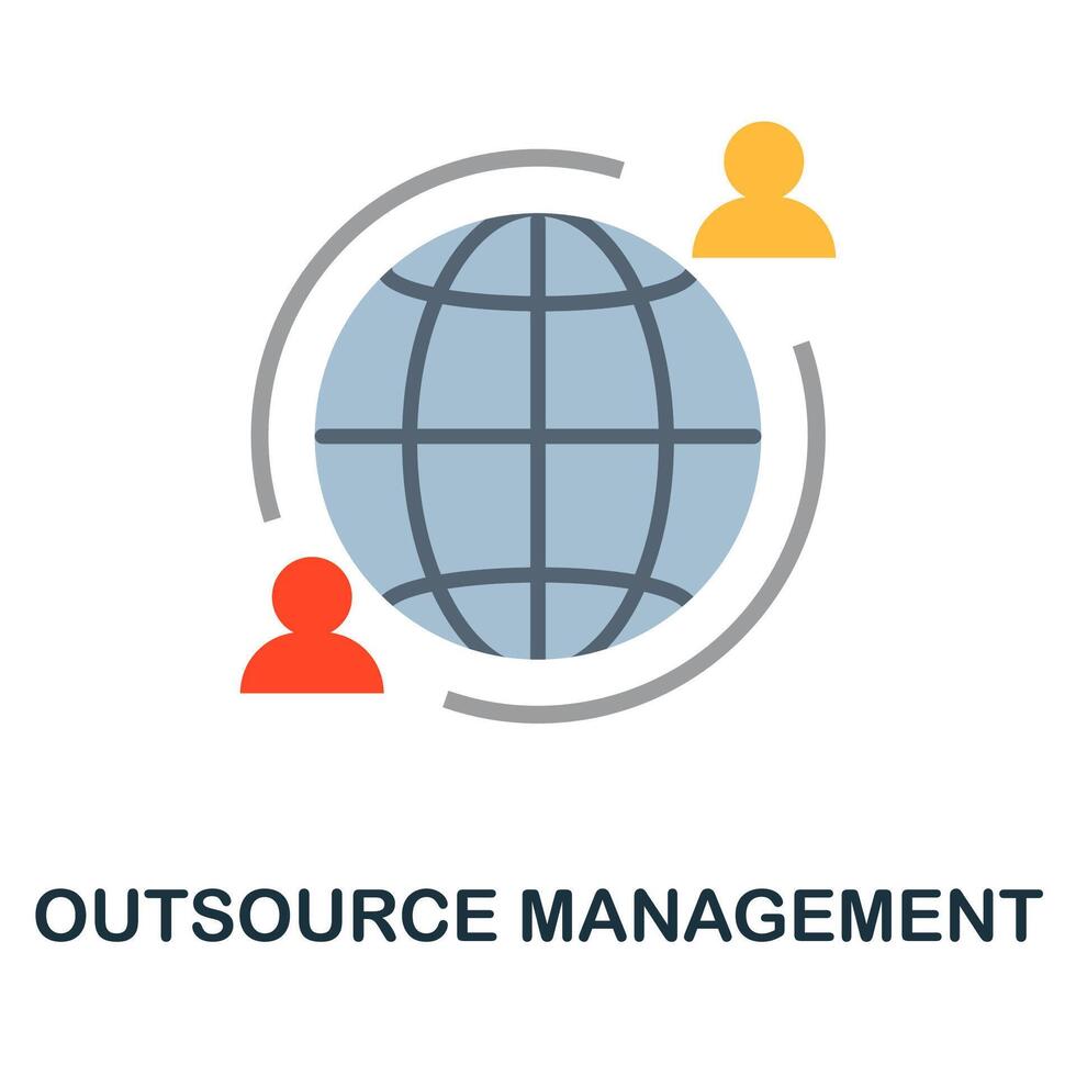 Outsource Management flat icon from reputation management collection. Simple line element Outsource Management symbol for templates, web design and infographics vector